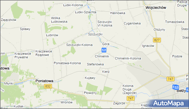 mapa Chmielnik gmina Bełżyce, Chmielnik gmina Bełżyce na mapie Targeo