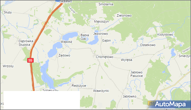 mapa Chomętowo gmina Szubin, Chomętowo gmina Szubin na mapie Targeo