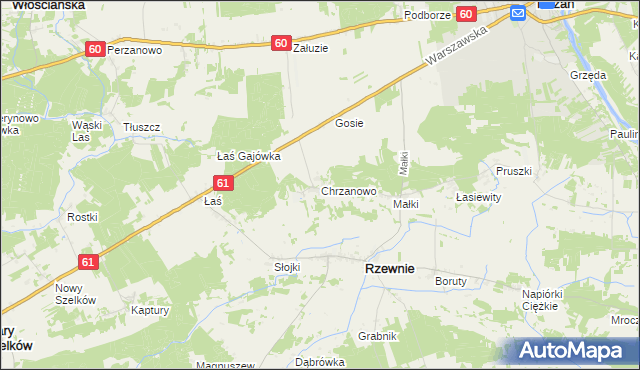 mapa Chrzanowo gmina Rzewnie, Chrzanowo gmina Rzewnie na mapie Targeo