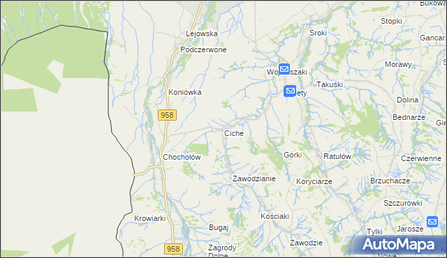 mapa Ciche gmina Czarny Dunajec, Ciche gmina Czarny Dunajec na mapie Targeo