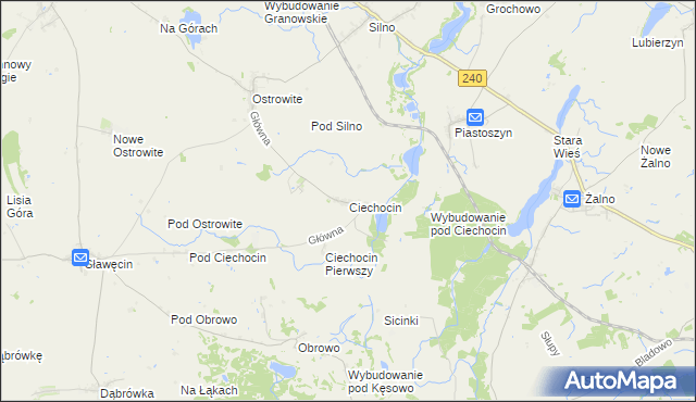 mapa Ciechocin gmina Chojnice, Ciechocin gmina Chojnice na mapie Targeo