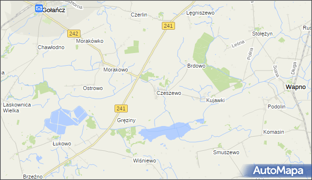 mapa Czeszewo gmina Gołańcz, Czeszewo gmina Gołańcz na mapie Targeo