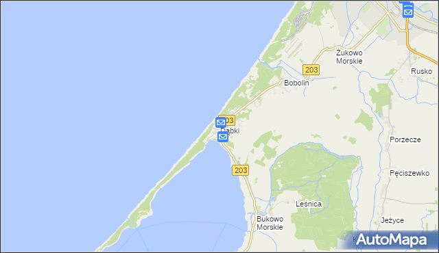 mapa Dąbki gmina Darłowo, Dąbki gmina Darłowo na mapie Targeo