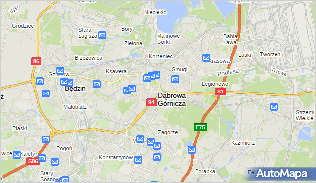 mapa Dąbrowa Górnicza, Dąbrowa Górnicza na mapie Targeo