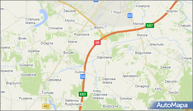 mapa Dąbrówka gmina Sieradz, Dąbrówka gmina Sieradz na mapie Targeo
