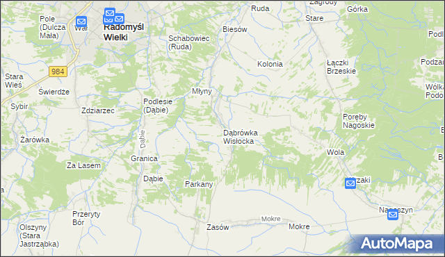 mapa Dąbrówka Wisłocka, Dąbrówka Wisłocka na mapie Targeo
