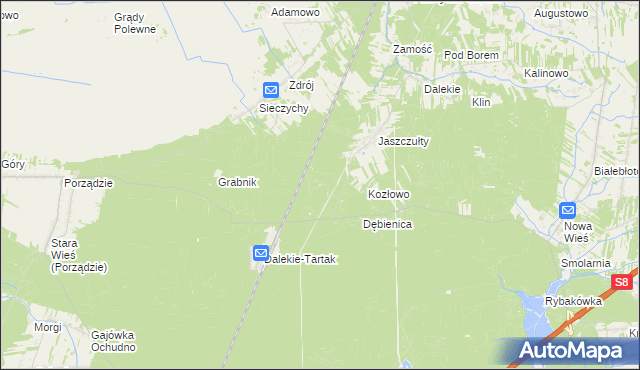 mapa Dalekie gmina Brańszczyk, Dalekie gmina Brańszczyk na mapie Targeo