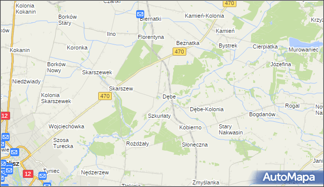 mapa Dębe gmina Żelazków, Dębe gmina Żelazków na mapie Targeo