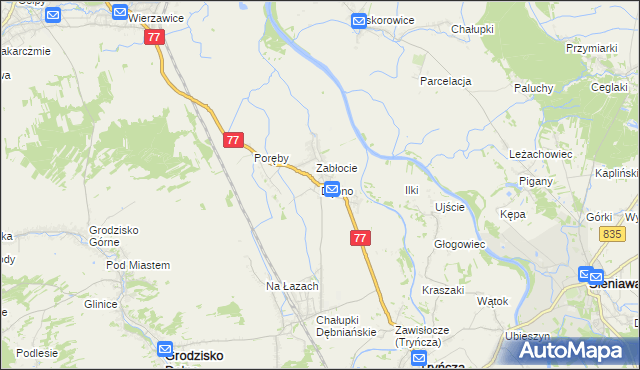 mapa Dębno gmina Leżajsk, Dębno gmina Leżajsk na mapie Targeo
