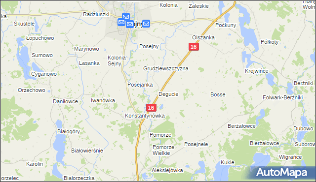 mapa Degucie gmina Sejny, Degucie gmina Sejny na mapie Targeo