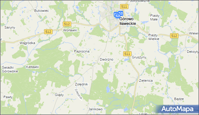 mapa Dwórzno gmina Górowo Iławeckie, Dwórzno gmina Górowo Iławeckie na mapie Targeo