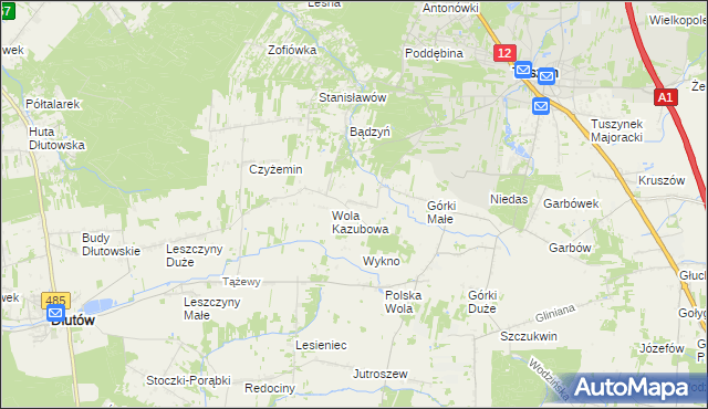 mapa Dylew gmina Tuszyn, Dylew gmina Tuszyn na mapie Targeo