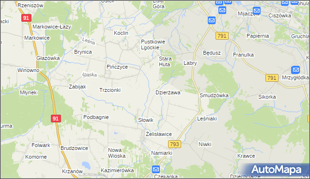 mapa Dzierżawa, Dzierżawa na mapie Targeo