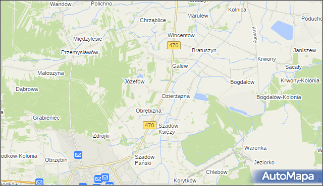 mapa Dzierżązna gmina Turek, Dzierżązna gmina Turek na mapie Targeo