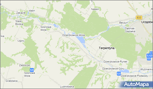 mapa Dzierzkowice-Zastawie, Dzierzkowice-Zastawie na mapie Targeo