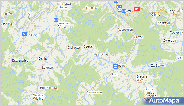 mapa Dziurdziów, Dziurdziów na mapie Targeo