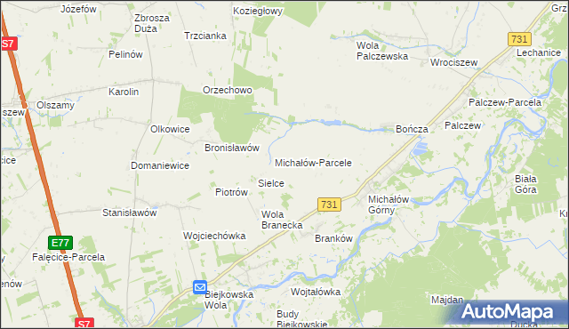 mapa Gajówka Michałów gmina Warka, Gajówka Michałów gmina Warka na mapie Targeo
