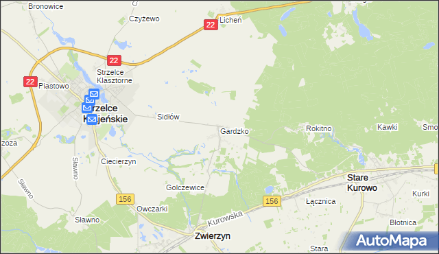 mapa Gardzko, Gardzko na mapie Targeo