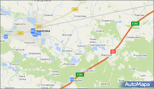 mapa Gołunin, Gołunin na mapie Targeo