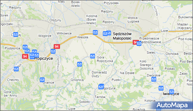 mapa Góra Ropczycka, Góra Ropczycka na mapie Targeo