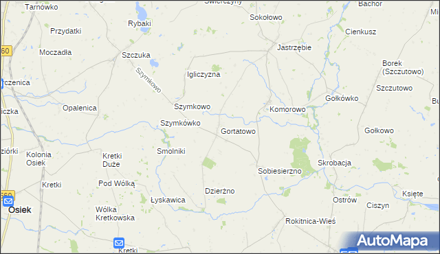 mapa Gortatowo gmina Brodnica, Gortatowo gmina Brodnica na mapie Targeo
