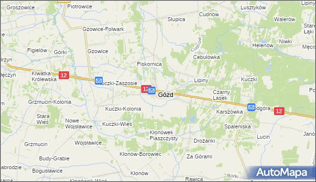 mapa Gózd powiat radomski, Gózd powiat radomski na mapie Targeo