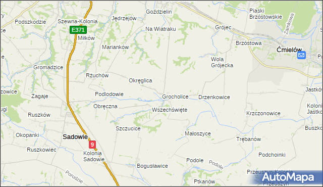 mapa Grocholice gmina Sadowie, Grocholice gmina Sadowie na mapie Targeo