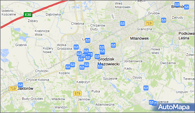 mapa Grodzisk Mazowiecki, Grodzisk Mazowiecki na mapie Targeo