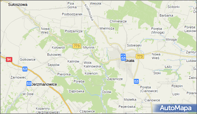 mapa Grodzisko gmina Skała, Grodzisko gmina Skała na mapie Targeo