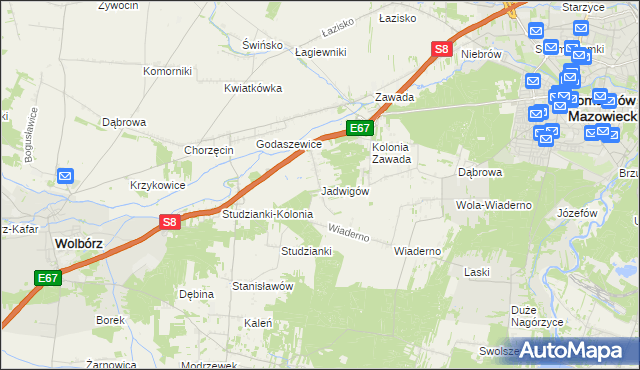 mapa Jadwigów gmina Tomaszów Mazowiecki, Jadwigów gmina Tomaszów Mazowiecki na mapie Targeo