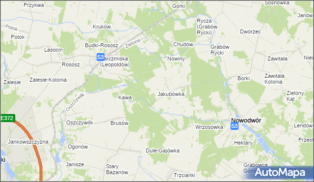 mapa Jakubówka gmina Nowodwór, Jakubówka gmina Nowodwór na mapie Targeo