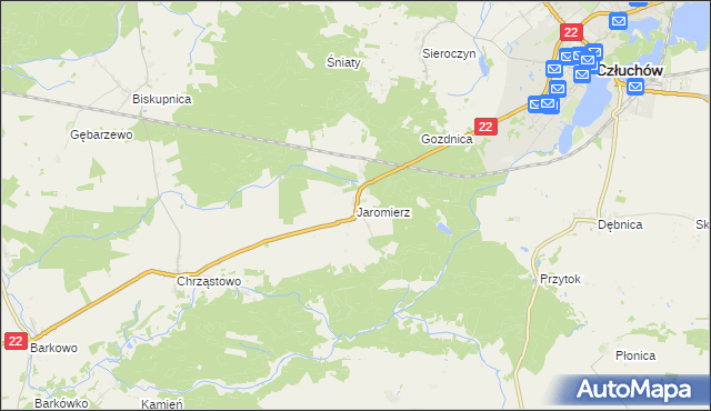 mapa Jaromierz gmina Człuchów, Jaromierz gmina Człuchów na mapie Targeo