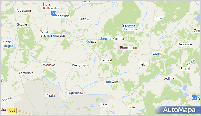 mapa Jeruzal gmina Mrozy, Jeruzal gmina Mrozy na mapie Targeo