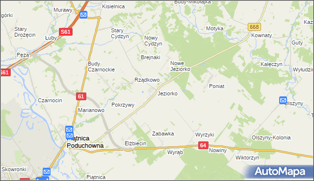 mapa Jeziorko gmina Piątnica, Jeziorko gmina Piątnica na mapie Targeo