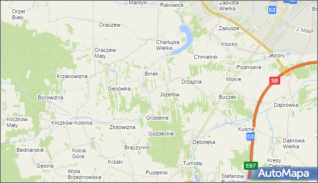 mapa Józefów gmina Wróblew, Józefów gmina Wróblew na mapie Targeo