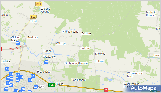mapa Julków gmina Biała Podlaska, Julków gmina Biała Podlaska na mapie Targeo