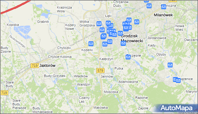 mapa Kałęczyn gmina Grodzisk Mazowiecki, Kałęczyn gmina Grodzisk Mazowiecki na mapie Targeo