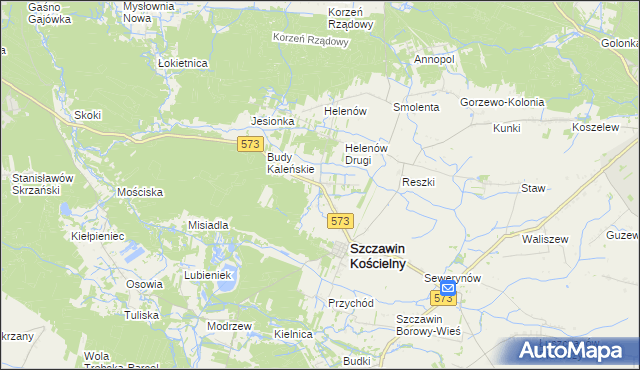 mapa Kaleń gmina Szczawin Kościelny, Kaleń gmina Szczawin Kościelny na mapie Targeo