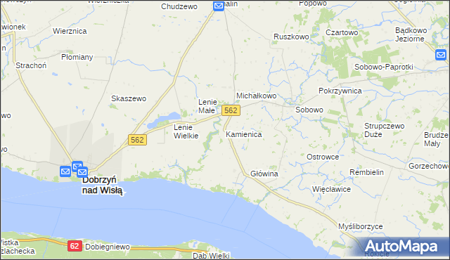 mapa Kamienica gmina Dobrzyń nad Wisłą, Kamienica gmina Dobrzyń nad Wisłą na mapie Targeo