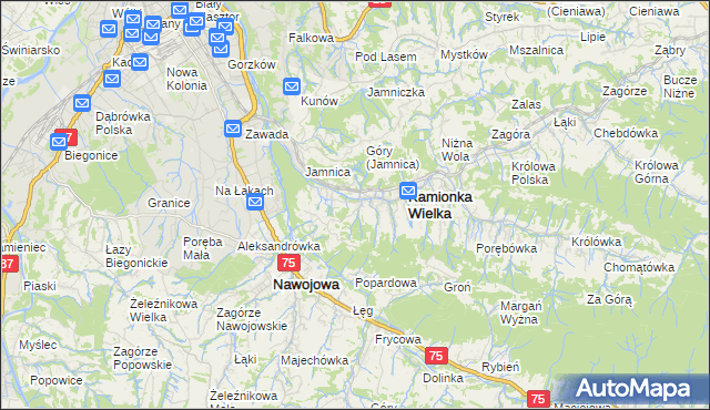 mapa Kamionka Mała gmina Kamionka Wielka, Kamionka Mała gmina Kamionka Wielka na mapie Targeo