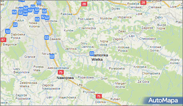 mapa Kamionka Wielka, Kamionka Wielka na mapie Targeo