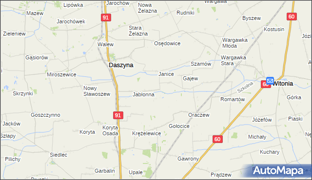 mapa Karkoszki gmina Daszyna, Karkoszki gmina Daszyna na mapie Targeo