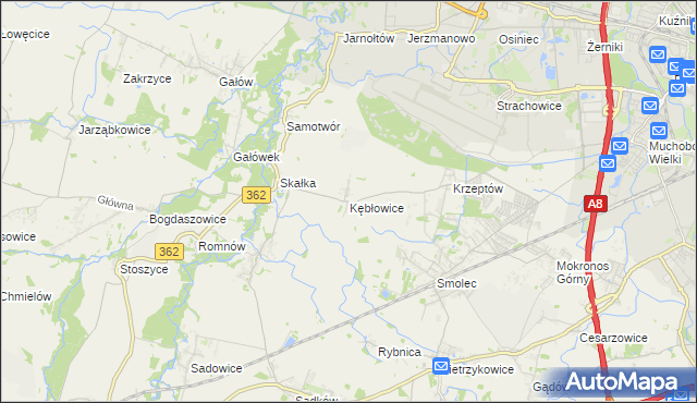 mapa Kębłowice gmina Kąty Wrocławskie, Kębłowice gmina Kąty Wrocławskie na mapie Targeo