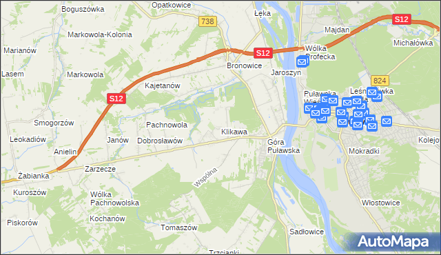 mapa Klikawa, Klikawa na mapie Targeo