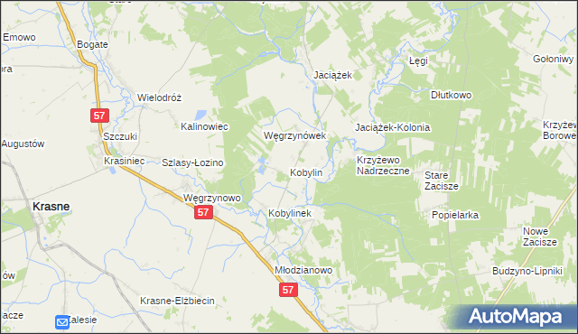 mapa Kobylin gmina Płoniawy-Bramura, Kobylin gmina Płoniawy-Bramura na mapie Targeo