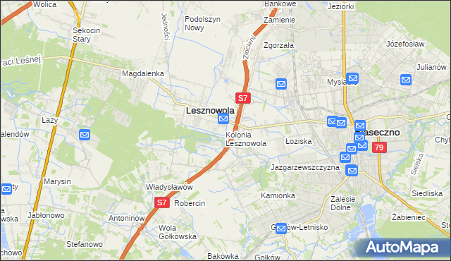 mapa Kolonia Lesznowola, Kolonia Lesznowola na mapie Targeo