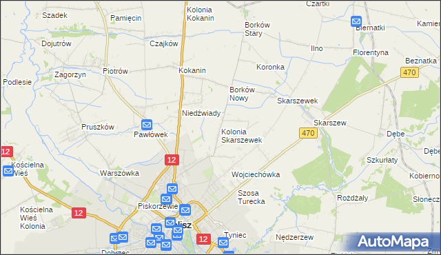 mapa Kolonia Skarszewek, Kolonia Skarszewek na mapie Targeo
