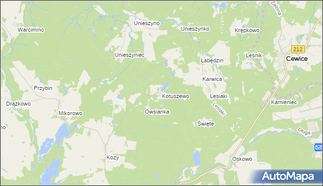 mapa Kotuszewo, Kotuszewo na mapie Targeo