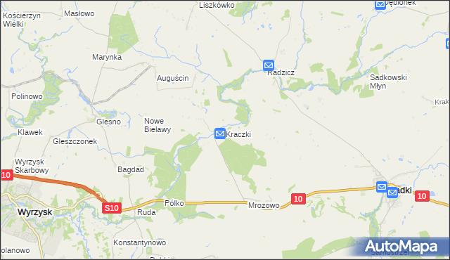 mapa Kraczki gmina Sadki, Kraczki gmina Sadki na mapie Targeo