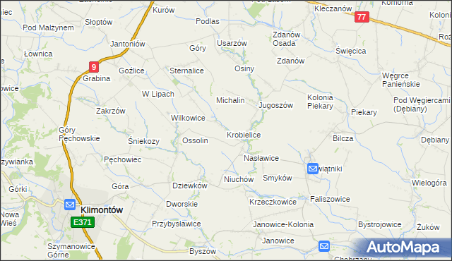 mapa Krobielice, Krobielice na mapie Targeo